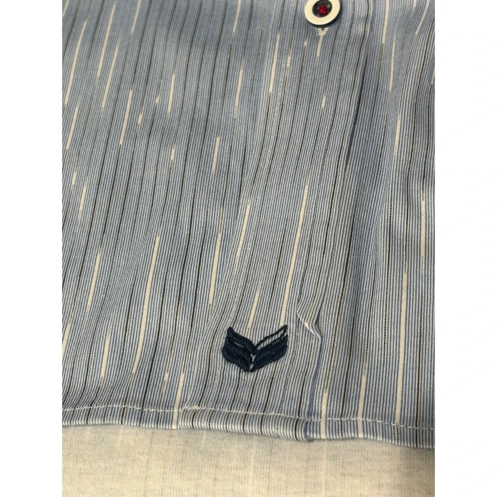Buttercloth Mens XL Tall Fit Striped Button Down Shirt Blue White 100% Cotton